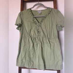 Motherhood Light Green Ruffled Blouse